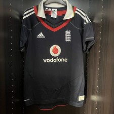 England Cricket Shirt XL Boys Blue Red Adidas 2009/10 Vodafone Sport 15-16 Yrs