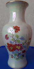 Vintage Sadler Lustreware Vase Pink/Blue floral design 27cm tall