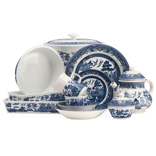 Blue willow ceramic dinner - blue,