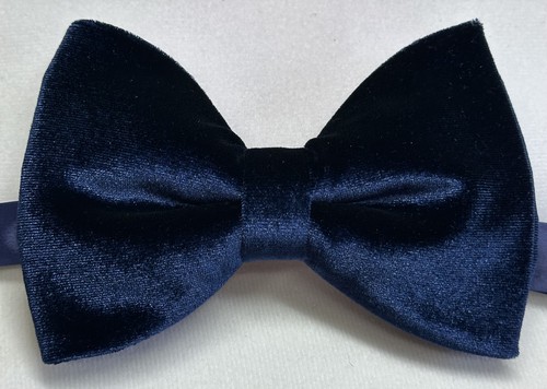 Bow tie large navy velvet - navy,