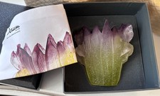 Stunning Daum Iris Vase Green / Violet 13.5cm / 5.25in Cased.