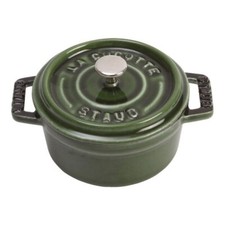 STAUB  10CM ROUND CAST IRON BASIL GREEN COCOTTE