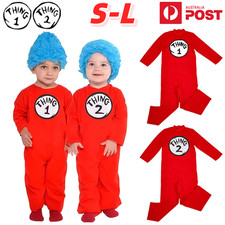 Kids Thing 1 Thing 2 Costume Cat In The Hat Cosplay Jumpsuit Book Week Halloween