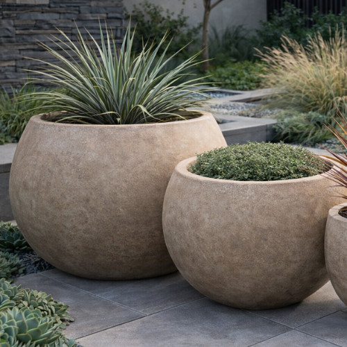 110cm rustic bowl planter - 110cm,