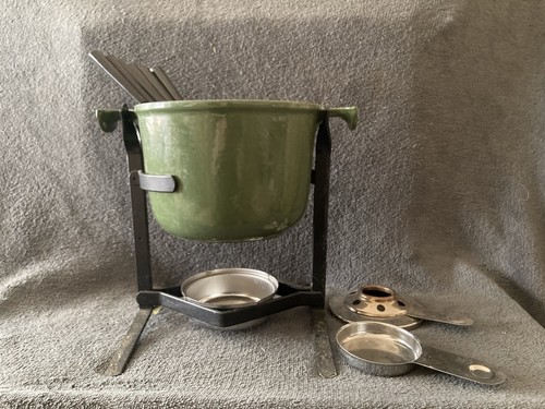 Crueset green fondue set - crueset,