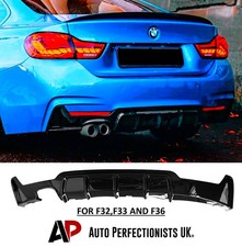 BMW 4 Series F32 F33 F36 M Sport Gloss Black Valance Twin Exit Rear Diffuser Lip
