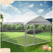 Outdoor Dog kennel Metal Dog Cage Pet Run Fence Dog House Puppy Playpen w/Cover