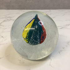 Vintage Large Heavy Art Glass Bubbles Multicoloured Paperweight
