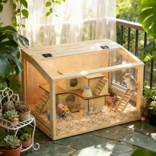 Large wooden hamster - hamster, cage