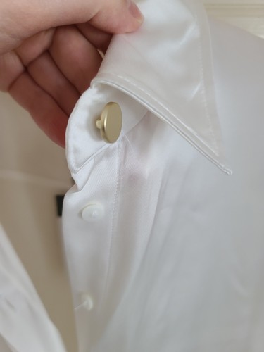 White satin feel shirt blouse - feel,