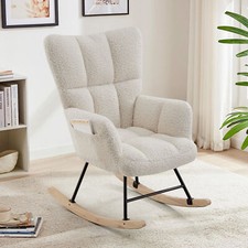 Teddy Fabric Nursing Rocking Chair Nursery Glider Rocker Armchair for Livingroom