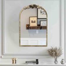 Gold Traditional Arched Baroque Mirror Vintage Carved Mantel Mirrors Farmhouse