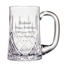 Personalised Engraved 24% Lead Crystal 1 Pint Glass Tankard - Birthday, Wedding 