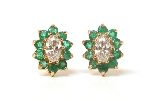 9ct gold emerald - emerald, cz