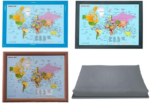 Large wooden world map lap - map,