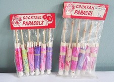 Vintage Cocktail Umbrellas Parasols 1970s Sticks Tiki Bar Original Packets x2