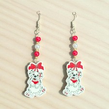 ** Cute Christmas cartoon|dalmation|puppy Inspired  Dangle Earrings **Handmade**