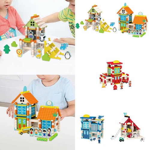 Wooden house building playset - house,