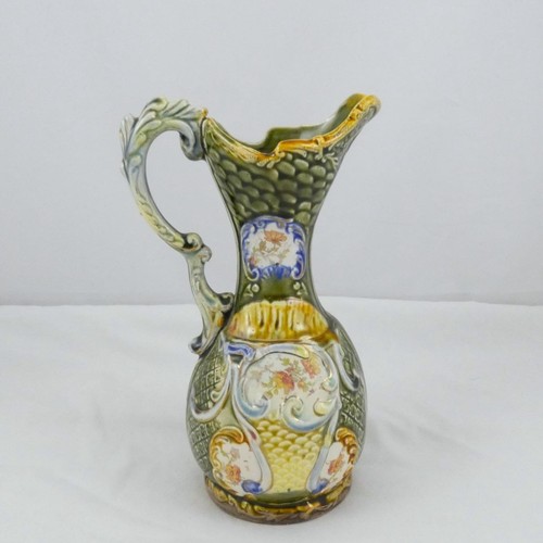 Majolica pottery pitcher vase - majolica,