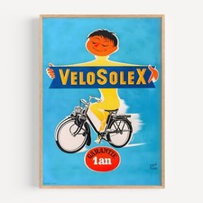 Velo Solex Ravo (France) Bicycle 1960 Retro Vintage Poster Print