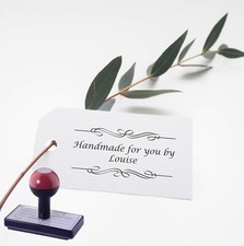 PERSONALISED HANDMADE BY RUBBER STAMP WITH YOUR NAME & SCROLL CRAFTS CARDS TAGS