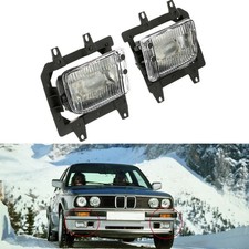 For BMW E30 85-93 3-Series 2/4 DR Front Bumper Clear OE Fog Lights Lens Kit A