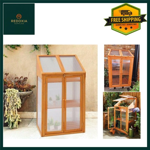 Compact wooden mini greenhouse - wooden,