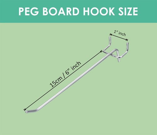Steel peg board hooks for - 6",