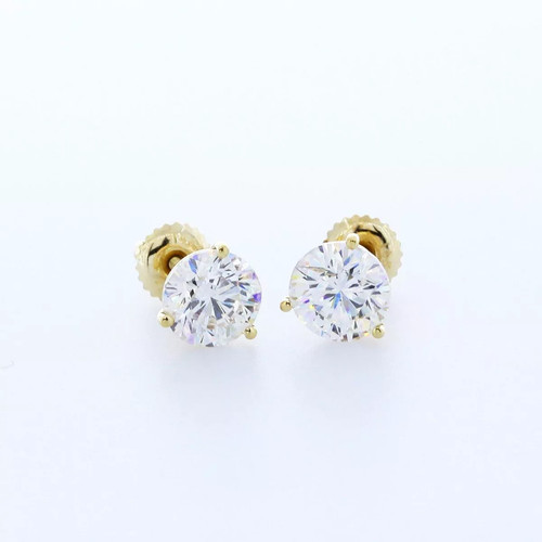 Solid 14k white gold stud - white,