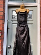 Zara black satin backless front split dress xs Bnwt b71