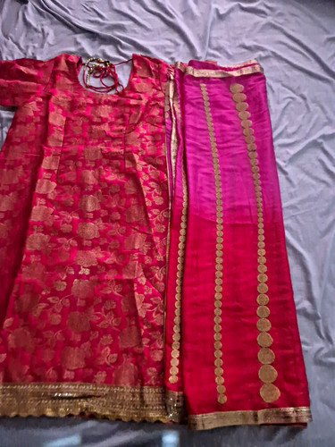 Women pink gold salwar - &,