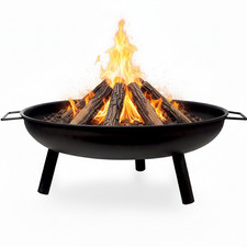 24" Round Fire Pit Folding Patio Garden Bowl Outdoor Camping Heater Log Burner