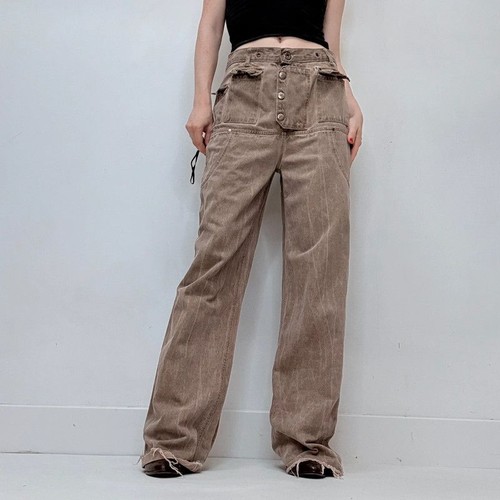 Drop waist brown denim utility - drop,