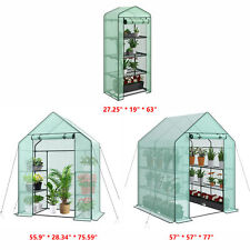 Portable Mini Walk-in Greenhouse  w/Zippered Door & PE Cover for Indoor Outdoor 