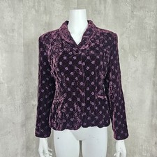 Laura Ashley Womens US12 UK16 Burgundy Quilted Floral Velvet Jacket Goth Whimsy