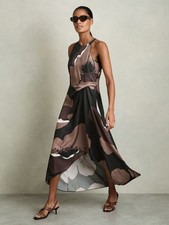 Reiss Womens Brown Midi Satin