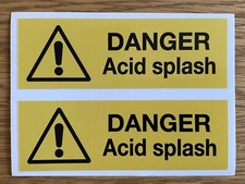 MILITARY LAND ROVER WOLF FFR 90 110 DANGER ACID SPLASH Stickers X 2 Small
