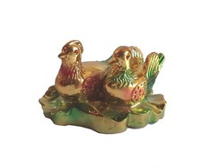 Feng Shui Mandarine Ducks Pair Set Golden For Happy Married Life 