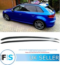 AUDI A3 S3 SPORTBACK 8V 2012+ FLUSH ROOF RAILS CROSS BARS BLACK ALUMINIUM TRIM