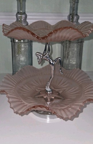 Art deco pink frosted - pink, glass