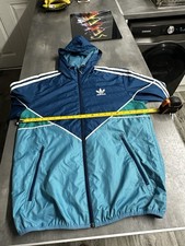 Retro Adidas Windbreaker Jacket Small Blue White 