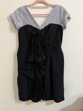 Forever Unique MADISON Black & Grey Ruffle Dress - BNWT - Size 10 / 12