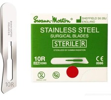 Swann-Morton 10R Surgical Blades 100 pack, Stainless Steel Blade 0390 Authentic