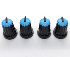 4 Black & Blue D-Shaft Pot Knobs for 6mm 270° DJ-TECH BEHRINGER SOUNDCRAFT
