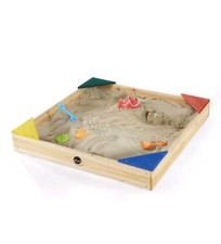 Plum Play - Junior Natural Wooden Timber Sandpit - With Seats and cover new