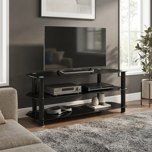 Stylish black glass stand - glass, tv
