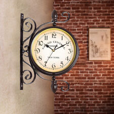 Large Hanging Wall Clock Double Sided Crand Central Station Clock Garden Outdoor