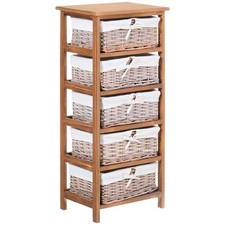 HOMCOM 5 Drawer Wicker Basket