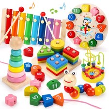 6pcs Montessori Wooden Toys Set – Educational Learning Games for Babies