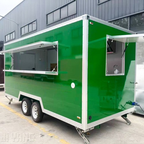 Green double axle food trailer - green,
